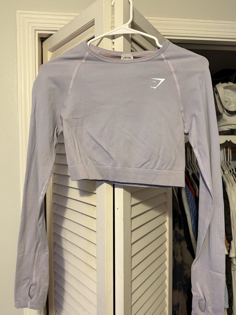 Gymshark Lavender Long Sleeve Crop Top with Thumbholes